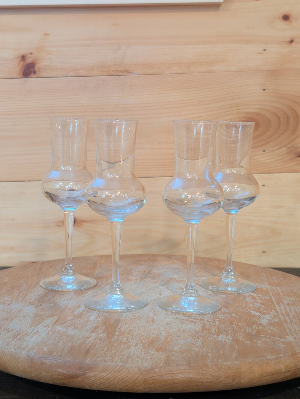 Vintage Grappa Glasses Set of 4 Clear Cordial Spirits Glasses 6.5"